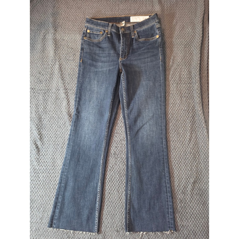 Rag & Bone Mid-Rise Bootcut Jeans Dark Wash Raw Hem Size 25 W002H291FUSI